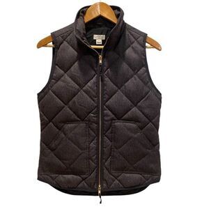 J. Crew Quilted Feather Down Double Zip Vest Charcoal Grey Womens XS